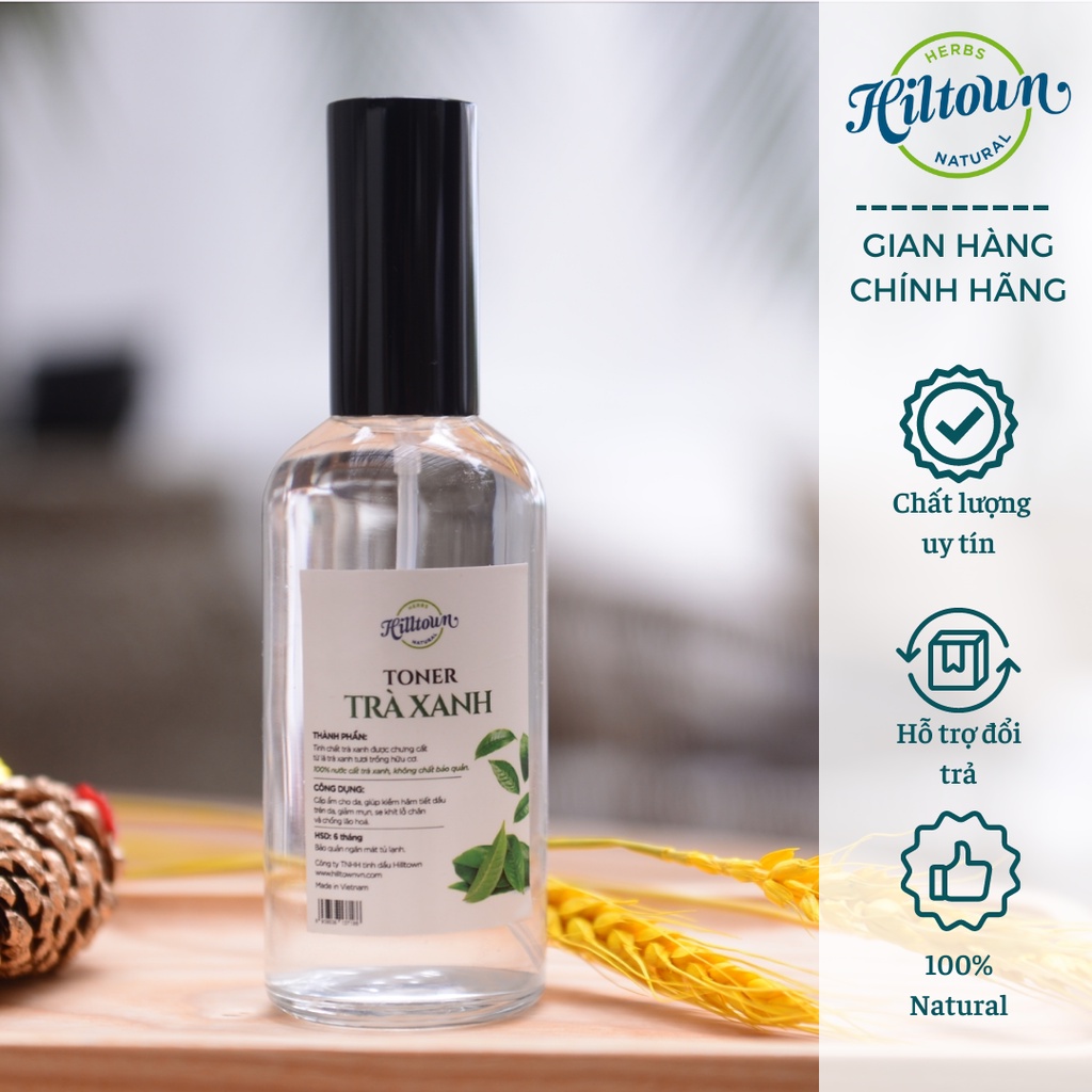 Xịt khoáng trà xanh - tràm trà, kiềm dầu giảm mụn Hiltown 100ml