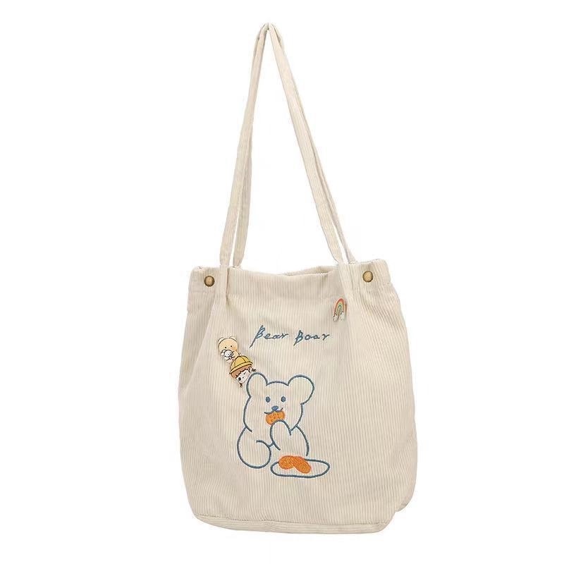 Túi tote Vải Nhung Kẻ Dung Tích Lớn Dễ Thương Gylb403