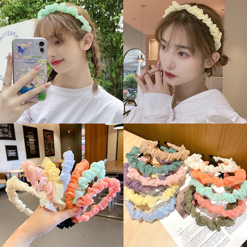 Băng Đô Cài Tóc Bằng Vải Viền Mảnh Đơn Giản Thanh Lịch Thời Trang Hàn Quốc Cho Nữ