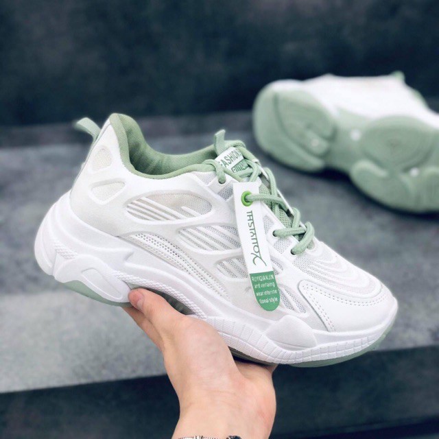 Giày Thể Thao Sneaker Đế Cao Sóng Phối Màu Vạt Chữ (QC M10)