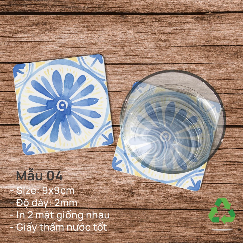 20 Đế Lót Ly Giấy Gạch Bông (thấm nước tốt)