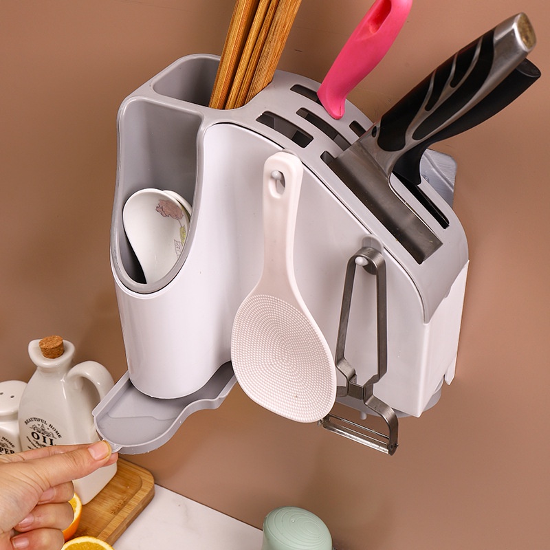 Ống Đựng Muỗng Đũa Treo Tường (T8) ,Cắm Dao Đũa Đa Năng Kèm Giá Đỡ Tiện Lợi (T8)