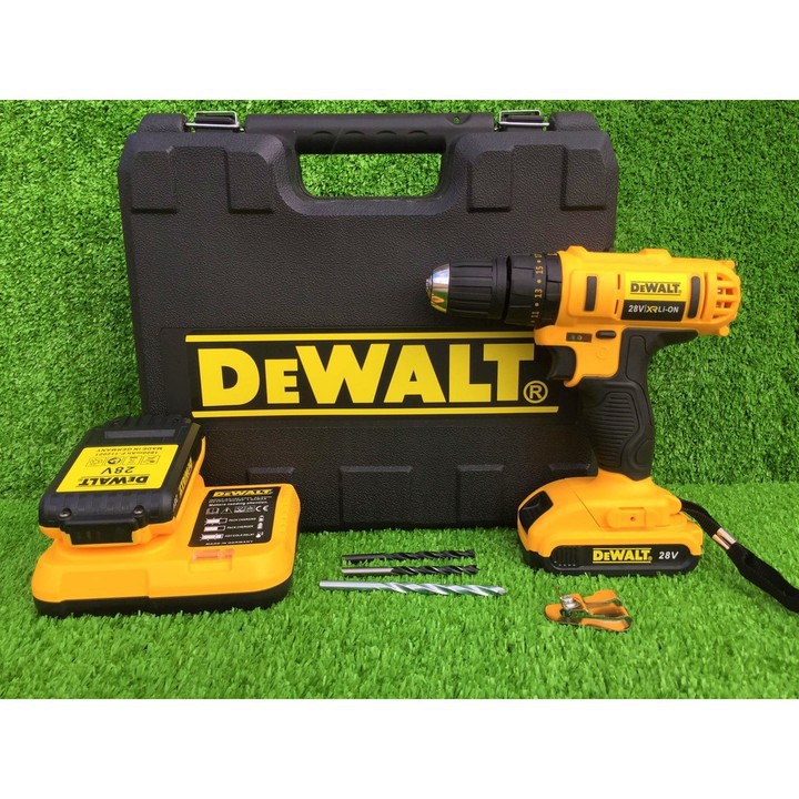 [Chính Hãng] Máy khoan PIN Dewalt 28V (CÓ BÚA) - 2 PIN - TẶNG KÈM 3 MŨI: Khoan bê tông, Khoan sắt, Khoan gỗ _ Nhật Việt