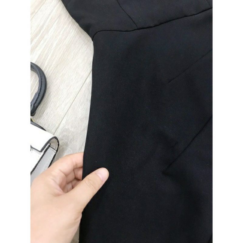 Váy đen trêz vai cổ Voan hàng thiết kế V1574 DVC