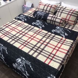 Bộ vỏ chăn ga gối cotton poli chần bông, ga phủ