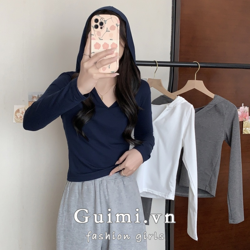 Áo Hoodie Tay Dài Cổ Chữ V Thời Trang Cho Nữ
