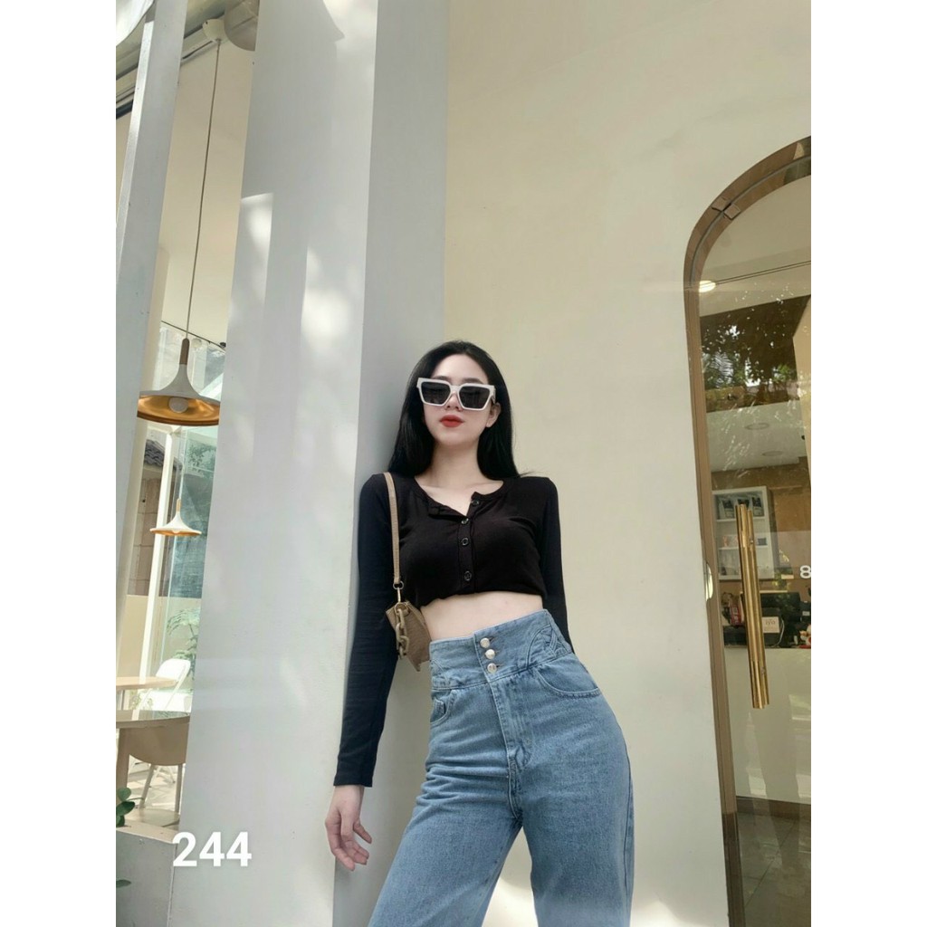 QUẦN JEAN BAGGY NỮ CẠP CAO PHỐI LƯNG QUẦN KIỂU MS 244 [CLIP THẬT] [FREESHIP] hàng loại 1, VẢI DÀY