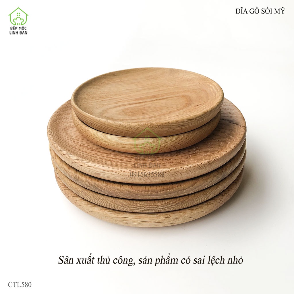 [Mã BMBAU50 giảm 10% đơn 99k] Đĩa tròn gỗ sồi Mỹ đựng thức ăn, hoa quả, decor_Vân gỗ đẹp, siêu sạch [CTL580]