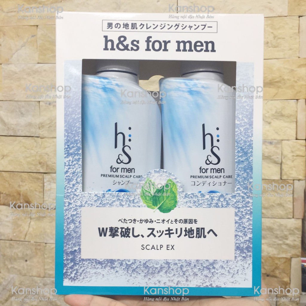 Bộ dầu gội xả sạch gàu h&s cao cấp hương bạc hà dành cho nam, nội địa Nhật