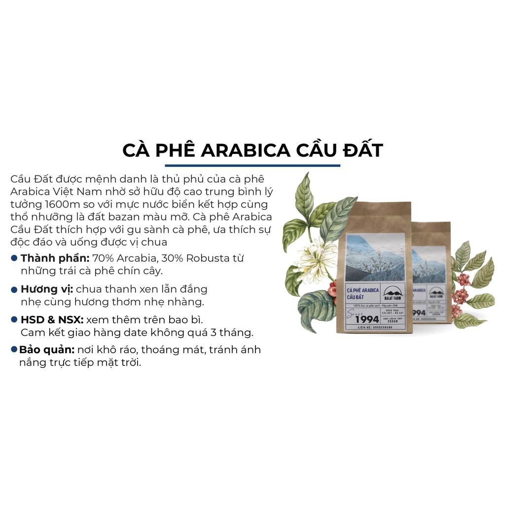  Cà Phê Arabica Cầu Đất Dalat Farm - Túi 250Gr (Dạng bột) | BigBuy360 - bigbuy360.vn
