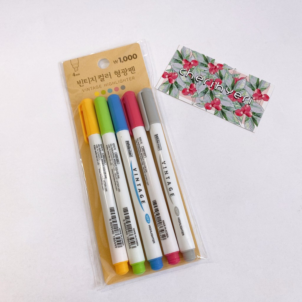 [DAISO]Bút highlight 5 màu Vintage version 2