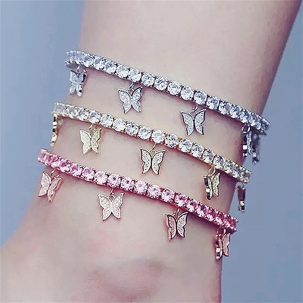 Lắc Chân Hình Bướm Đính Đá Thời Trang Cho Nữ