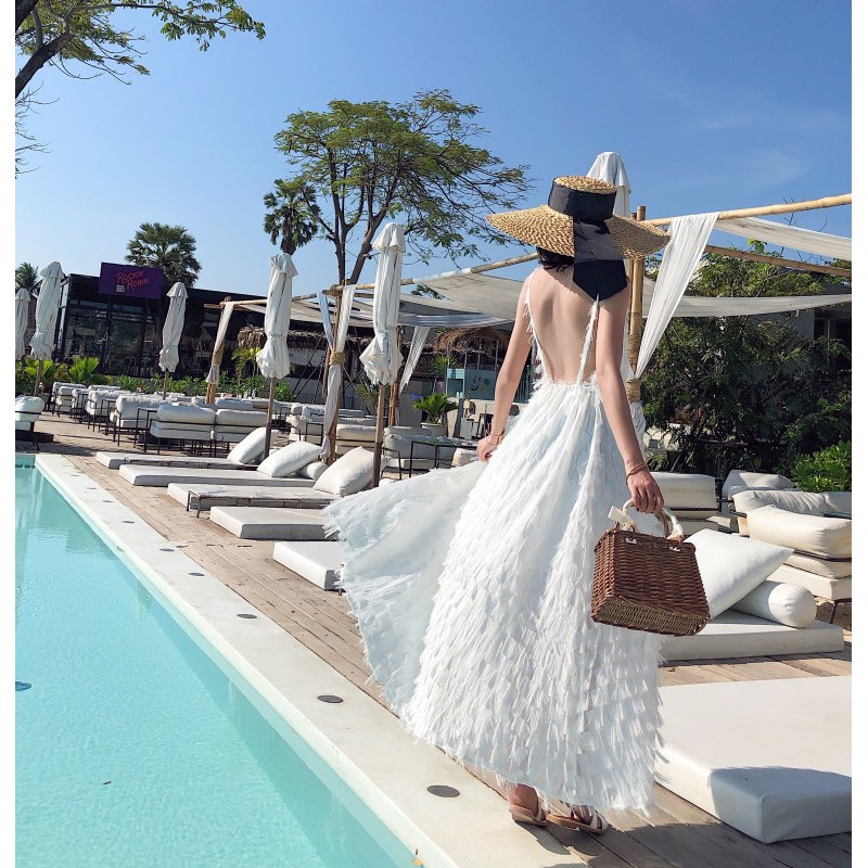 JANE Đầm maxi trắng thiên nga hở lưng đi biển siêu sang ( ẢNH THẬT CUỐI) J0020 | BigBuy360 - bigbuy360.vn