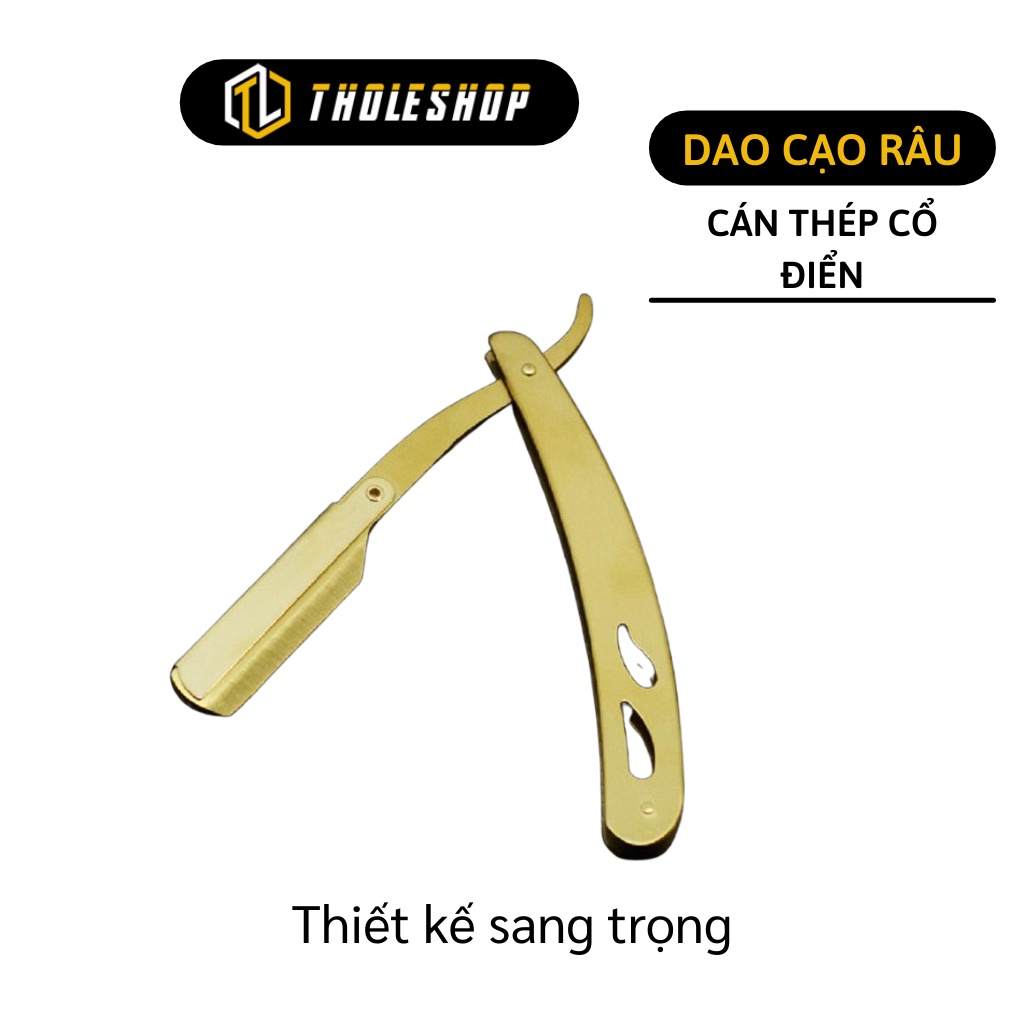 Dao Cạo Râu - Dụng Cụ Cạo Râu Cổ Điển Màu Vàng, Chuyên Dùng Dụng Cho BarberSHOP, Salon 7373
