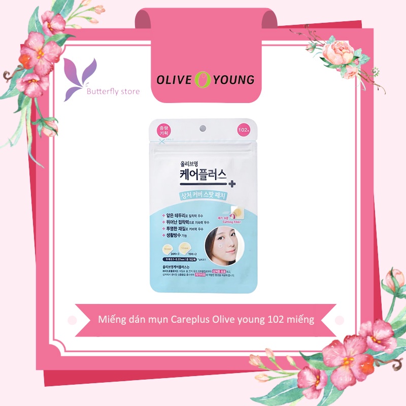 🦋giảm giá🦋 Miếng dán mụn Careplus của Olive Young 102 miếng giảm sưng, viêm, giảm mụn