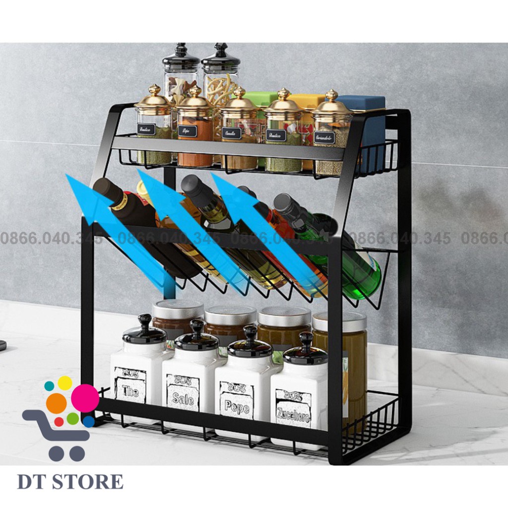 Kệ Chén Bát, Kệ Gia Vị Dán Tường Nhiều Tầng Chắc Chắn Sắp Xếp Gọn Gàng Gia Vị Phòng Bếp Inox Sơn tĩnh điện