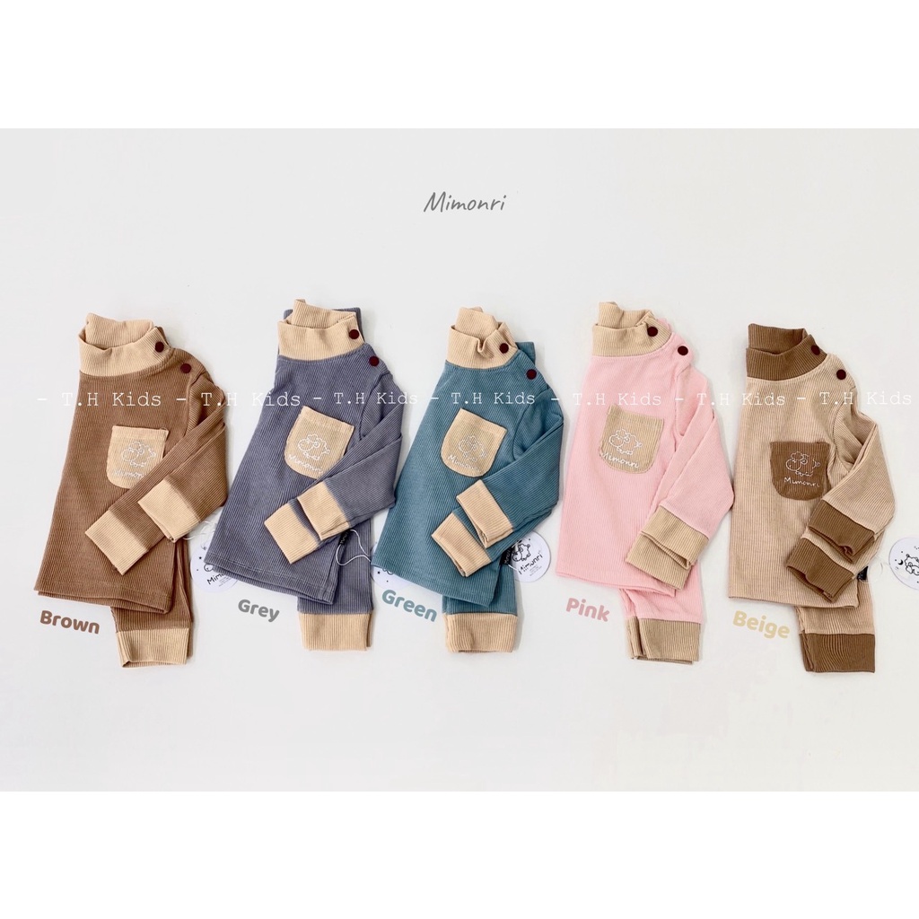 Bộ dài tay cổ cao giữ nhiệt cổ 3p Mimonri cho bé trai/bé gái