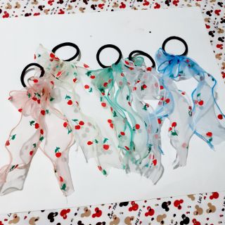 Cột tóc hoa rơi trái cherry Phong cách Hàn Quốc (Ảnh thật)