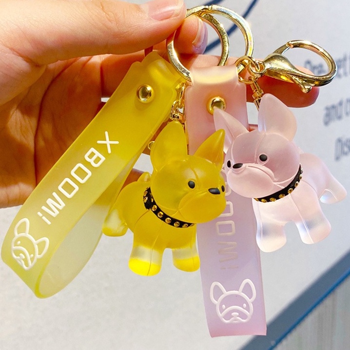 Móc Chìa Khóa BullDog Pha Lê Nhiều Màu Xinh Xắn