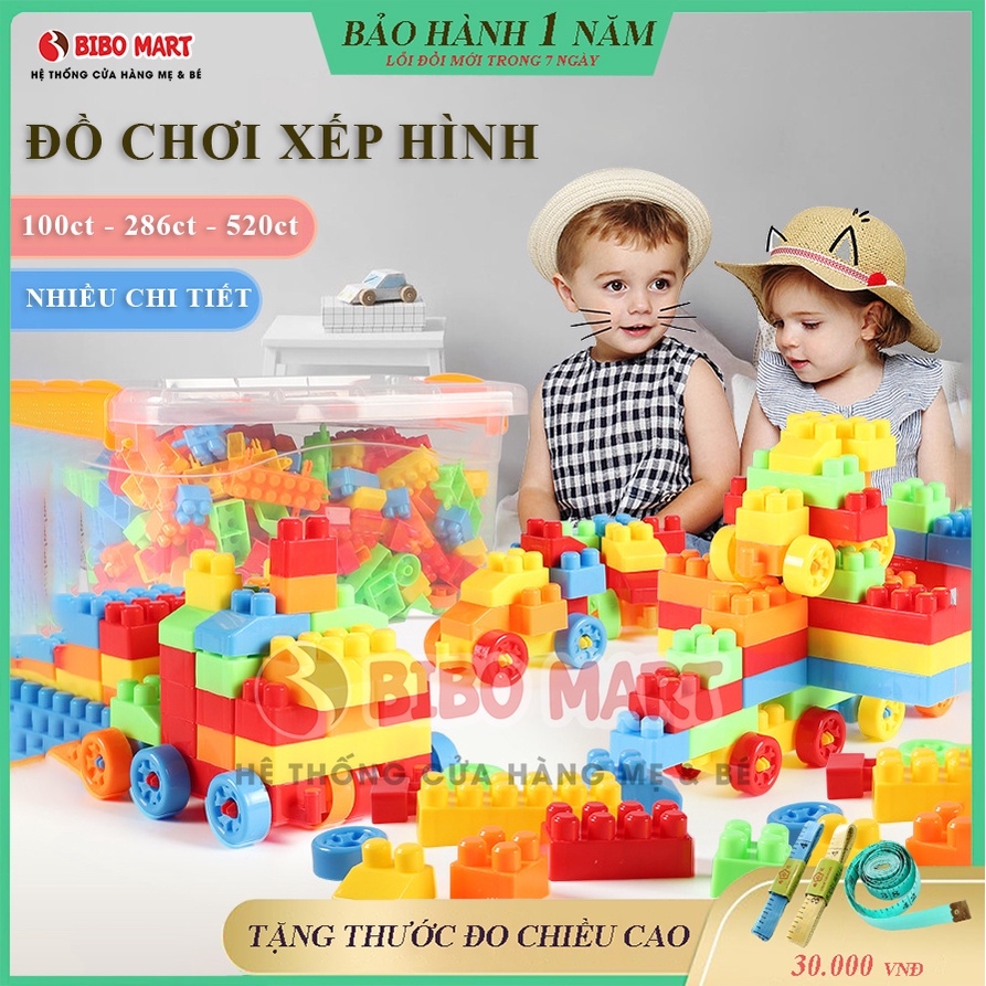 Đồ chơi xếp hình phát triển trí tuệ loại 100, 256, 520 chi tiết tuỳ chọn, lego xếp hình phát triển trí tuệ cho trẻ em