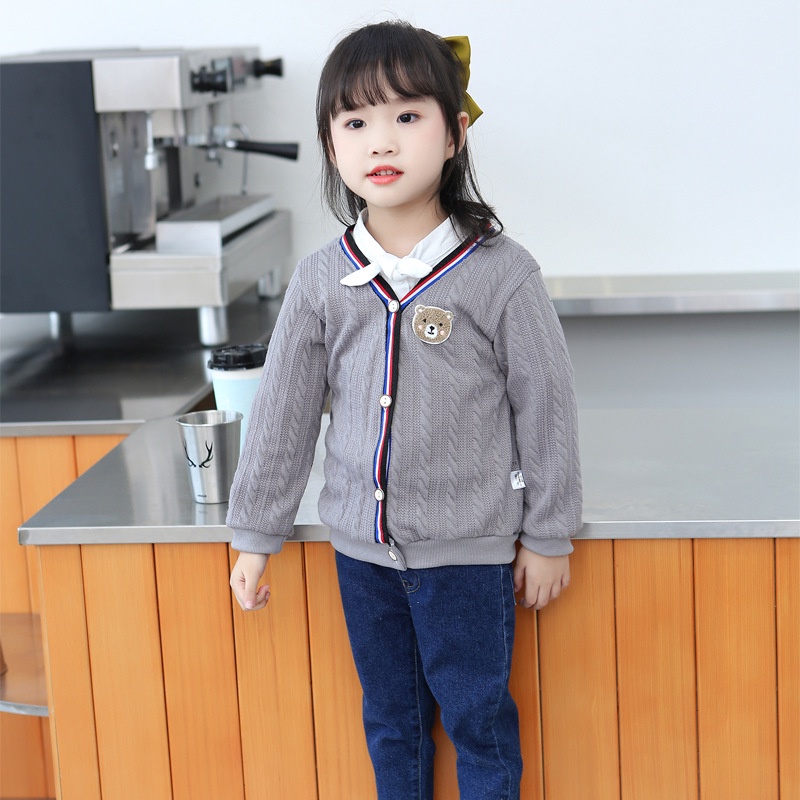 Áo khoác Cardigan dệt kim Hàn Quốc đơn giản và dễ thương cho bé trai và bé gái