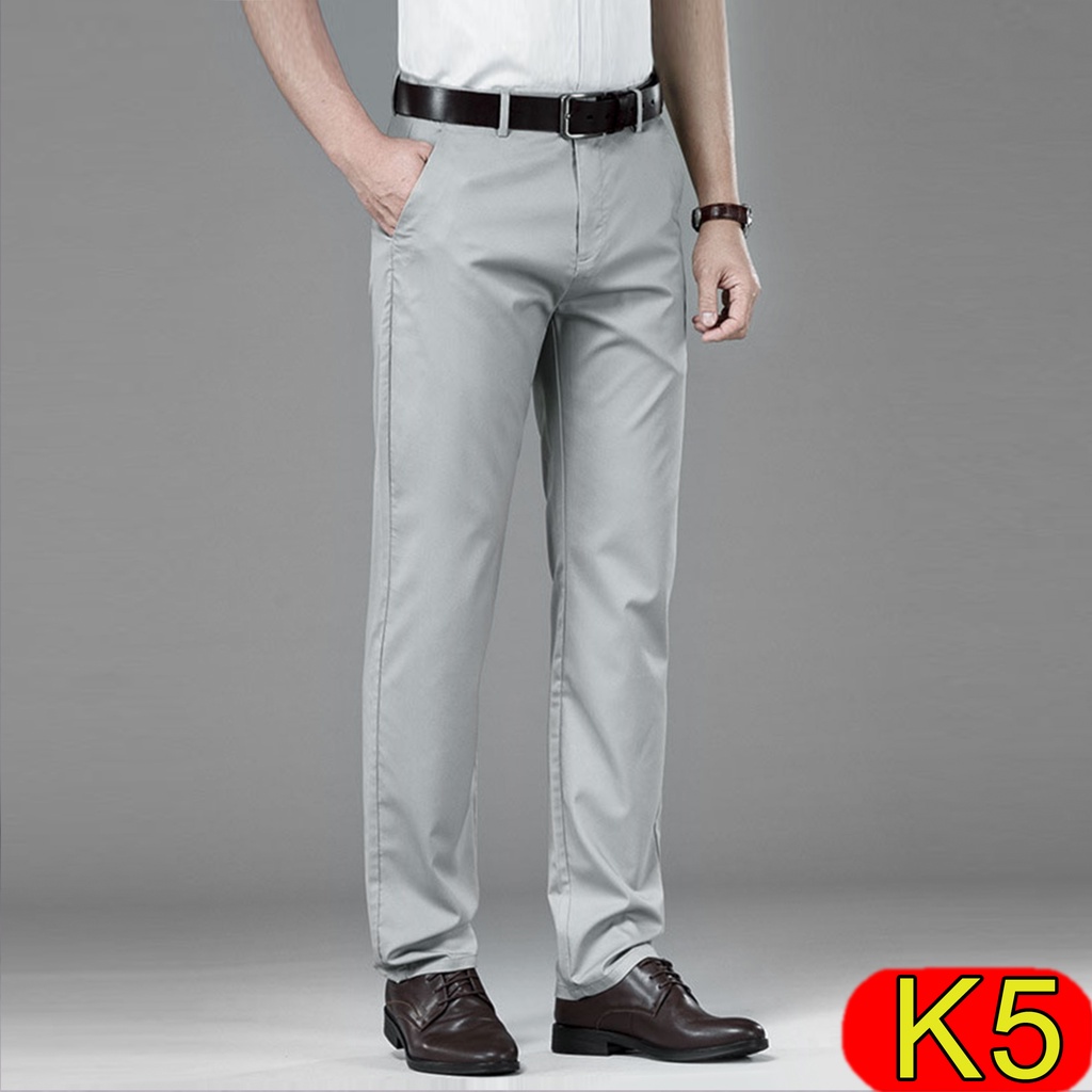 Quần Kaki Nam Trung Niên Dáng Âu, Ống Đứng, Co Dãn, Quần Tây Nam Công Sở