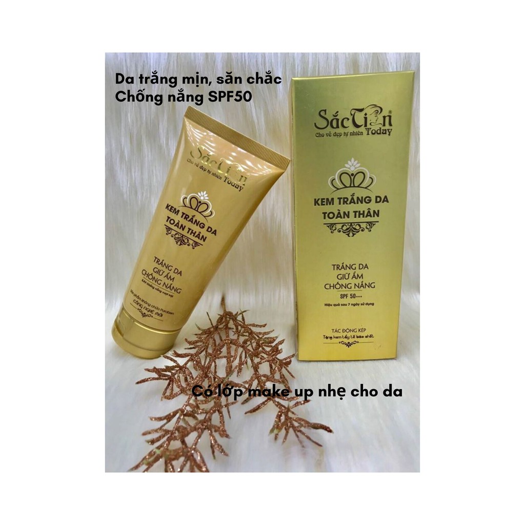 Combo Tắm trắng toàn thân 150g và Kem trắng da toàn thân 150g và Kem tẩy tế bào chết Sắc Tiên Today 120ml