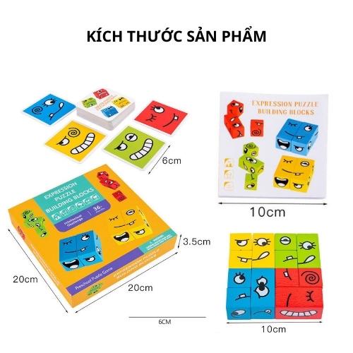 [Sale sốc] Đồ chơi trẻ em, đồ chơi ghép hình khối gỗ biểu cảm khuôn mặt, xếp hình nhận biết cảm xúc cho bé