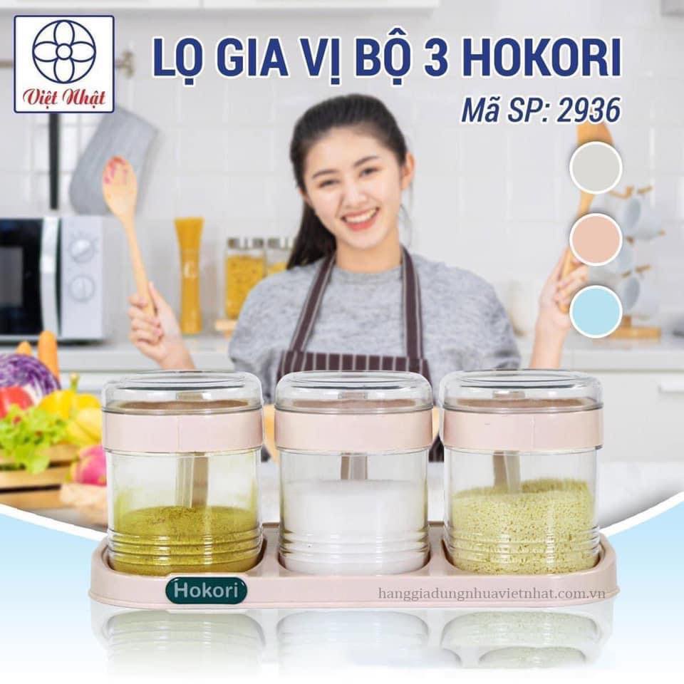 Bộ HỘP đựng gia vị Việt Nhật Hokori RẤT ĐẸP NHỰA TỐT