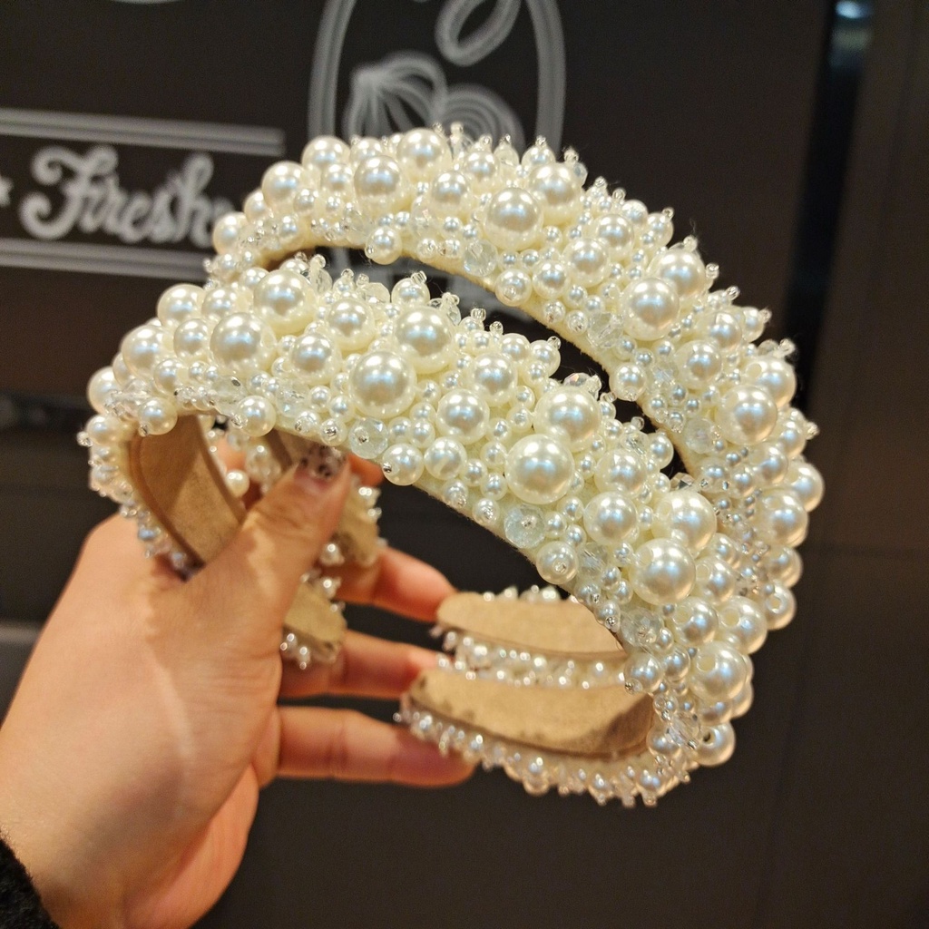 Băng Đô Cài Tóc Đính Hạt Ngọc Trai Thời Trang Cho Cô Dâu