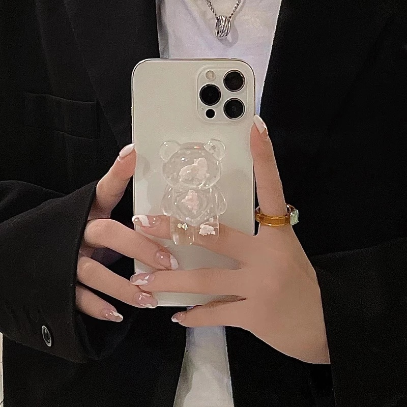 Giá đỡ điện thoại trong suốt hình gấu 3D nhiều màu dễ thương