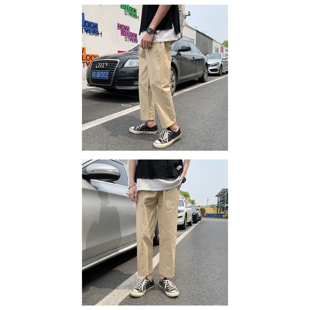 Combo áo thun đen + quần kaki trơn Basic