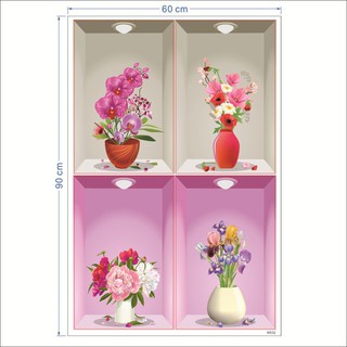 Nhãn dán tường hình bình hoa 3D