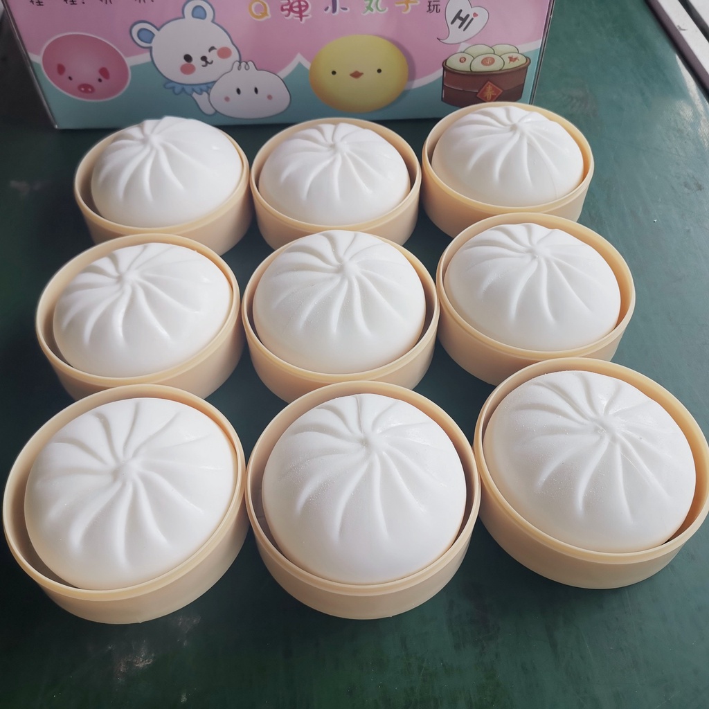 Size To 10cm Đồ chơi Squishy hình bánh bao có hộp như hình chậm tăng giá rẻ dễ thương màu trắng gudetama