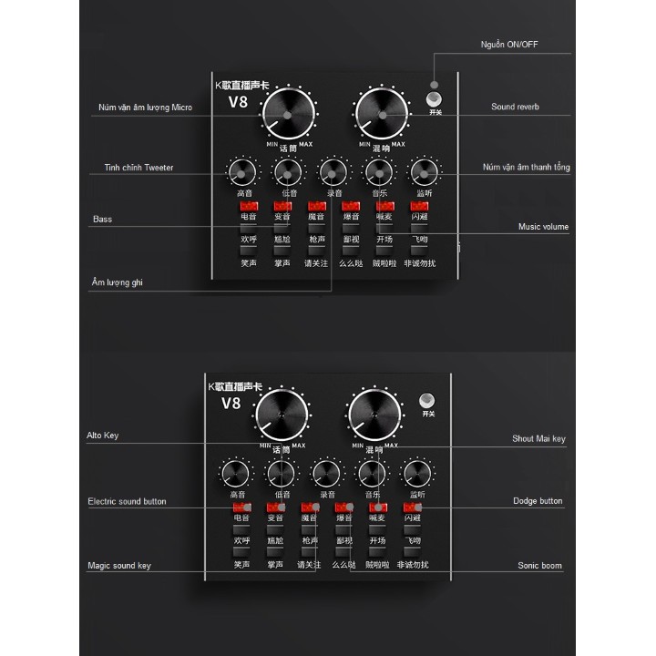 Sound Card Thu Âm Hát Karaoke V8 Auto Tune