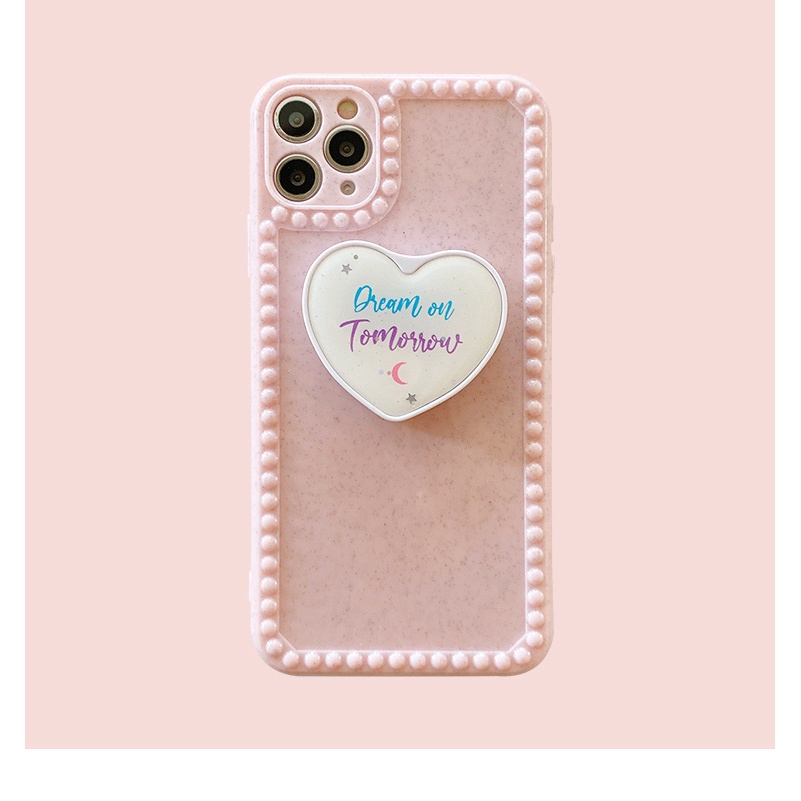 Ốp điện thoại có giá đỡ hình trái tim ba chiều cho Apple iPhone 11promax 8plus x/7p/xsXr SE20 12