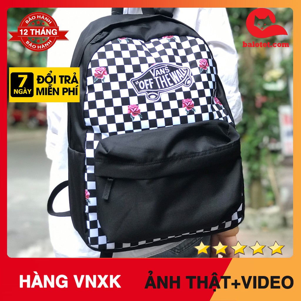 Balo Vans [Hàng Xuất Dư Xịn] Realm Rose Mochila Checkerboard CHỐNG NƯỚC đi học đi chơi đều phù hợp