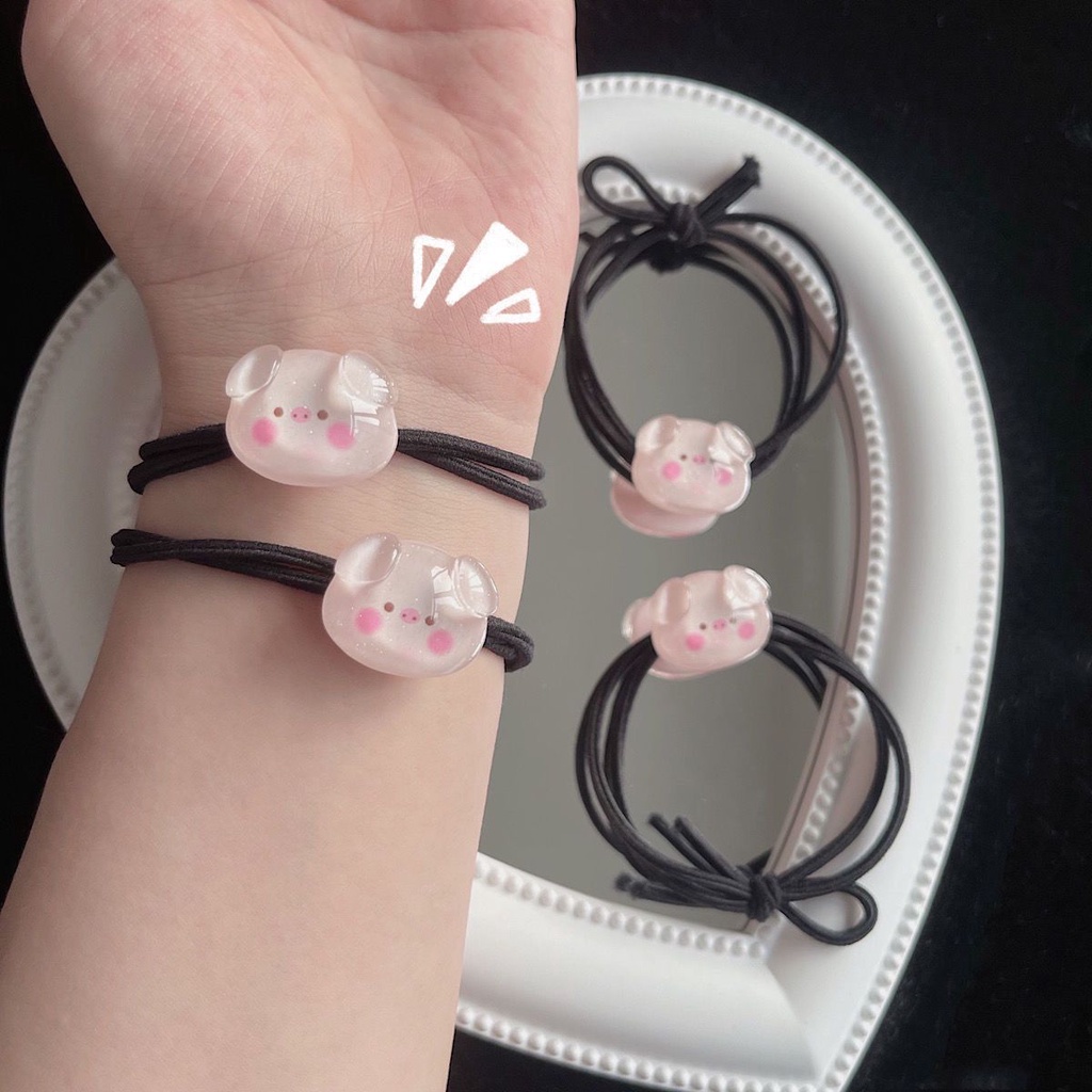 Dây Cột Tóc Trong Suốt Hình Chú Heo Phong Cách Hàn Quốc Dễ Thương Cho Bé