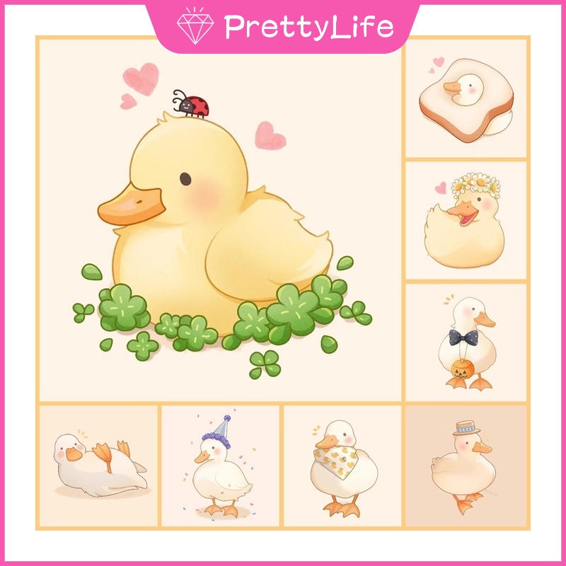 Bộ Tranh Đính Đá 5D Họa Tiết Chú Vịt Vàng Độc Đáo Kích Thước 40x40cm/50x50cm Dùng Trang Trí Nhà Cửa