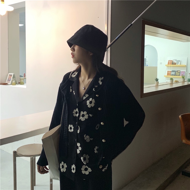 Áo Sơ Mi Tay Dài Dáng Rộng Cỡ Lớn In Hoa Kiểu Retro Hàn Quốc Cá Tính