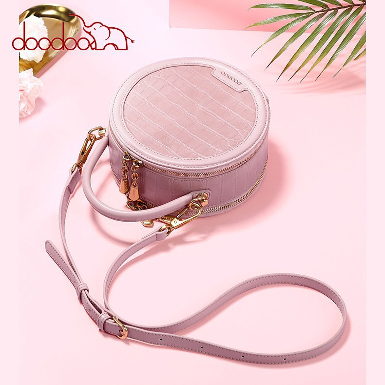 Túi đeo chéo nữ DOODOO kiểu dáng tròn thời trang Hàn Quốc D8833 Hàng Chính Hãng