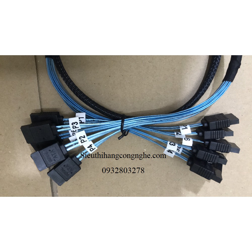 Cáp SAS SATA III 6Gbps 6 cổng dài 1M cho SERVER/PC SATA 7 Pin Sang SATA 7 Pin