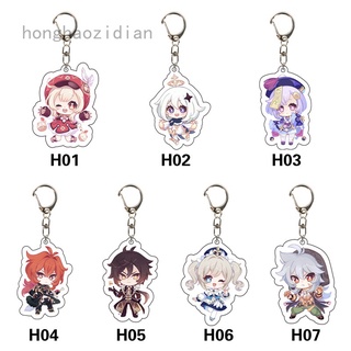 Honghaozidian Móc Khóa Nhựa Acrylic Màu Hổ Phách Họa Tiết Anime Genshin Impact