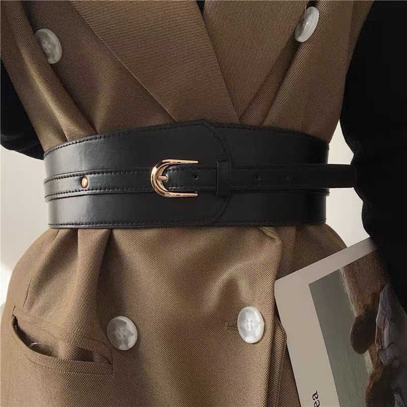 Thắt lưng Váy Bản To Sang Chảnh ĐV011 Sim sim shop - Đai váy Da to 7.5cm khóa vàng