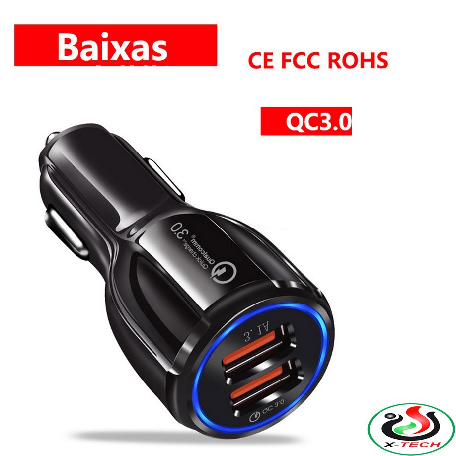 Tẩu Sạc Nhanh Xe Hơi 12V Xe Tải 24V 2 cổng USB 3.1A/15W Cốc Sạc Nhanh QC3.0 Quick Chagre 3.0 Xe Hơi BKS-2U