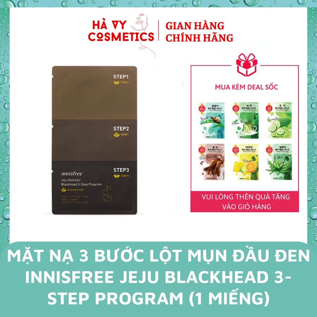 Mặt nạ 3 bước lột mụn đầu đen Innisfree Jeju Blackhead 3-Step Program (1 MIẾNG)