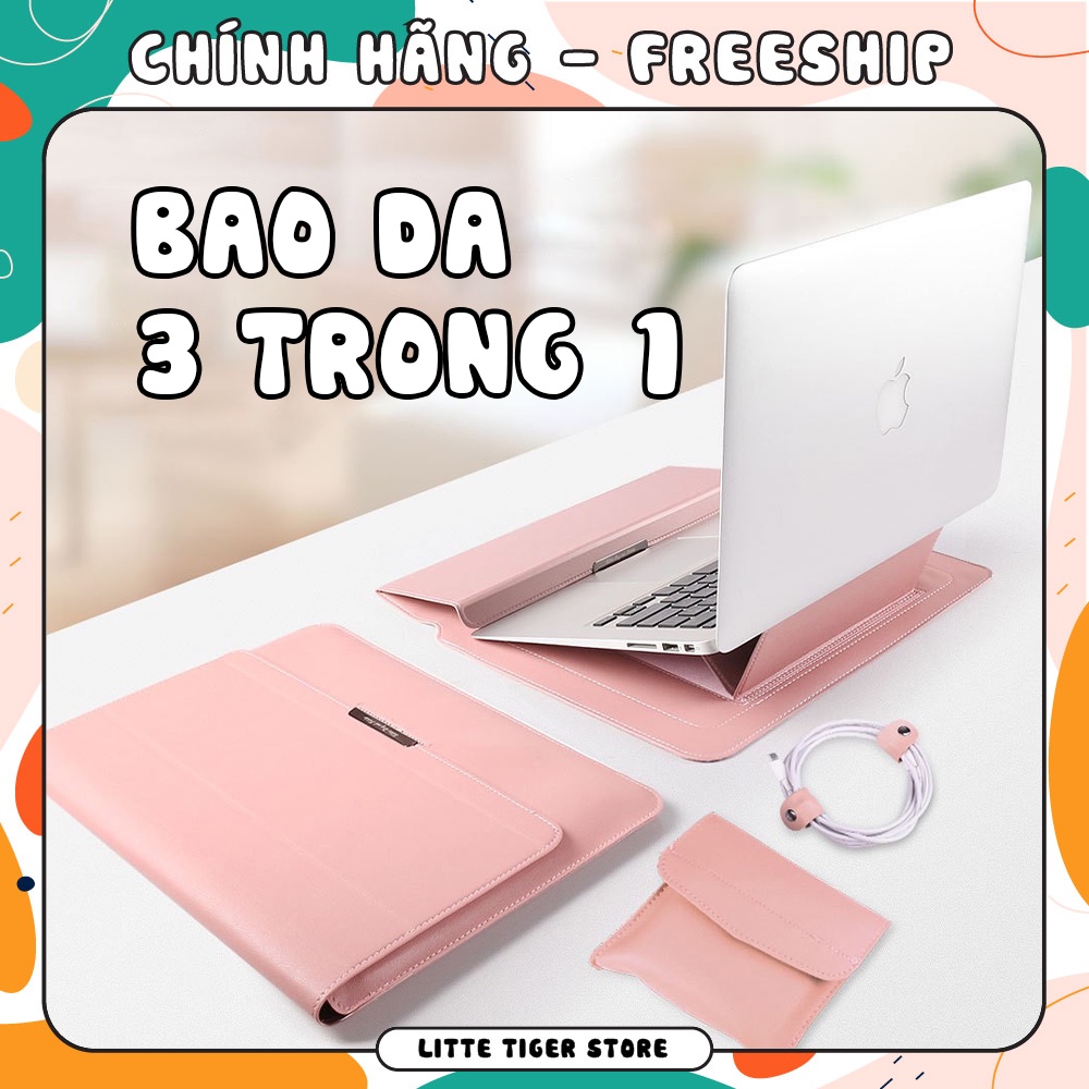 Bao Da Laptop 3 Trong 1 - Bao da 3 in 1, bao da khiêm tản nhiệt và kê tay bàn phím - Bao da Macbook/Asus/Dell..