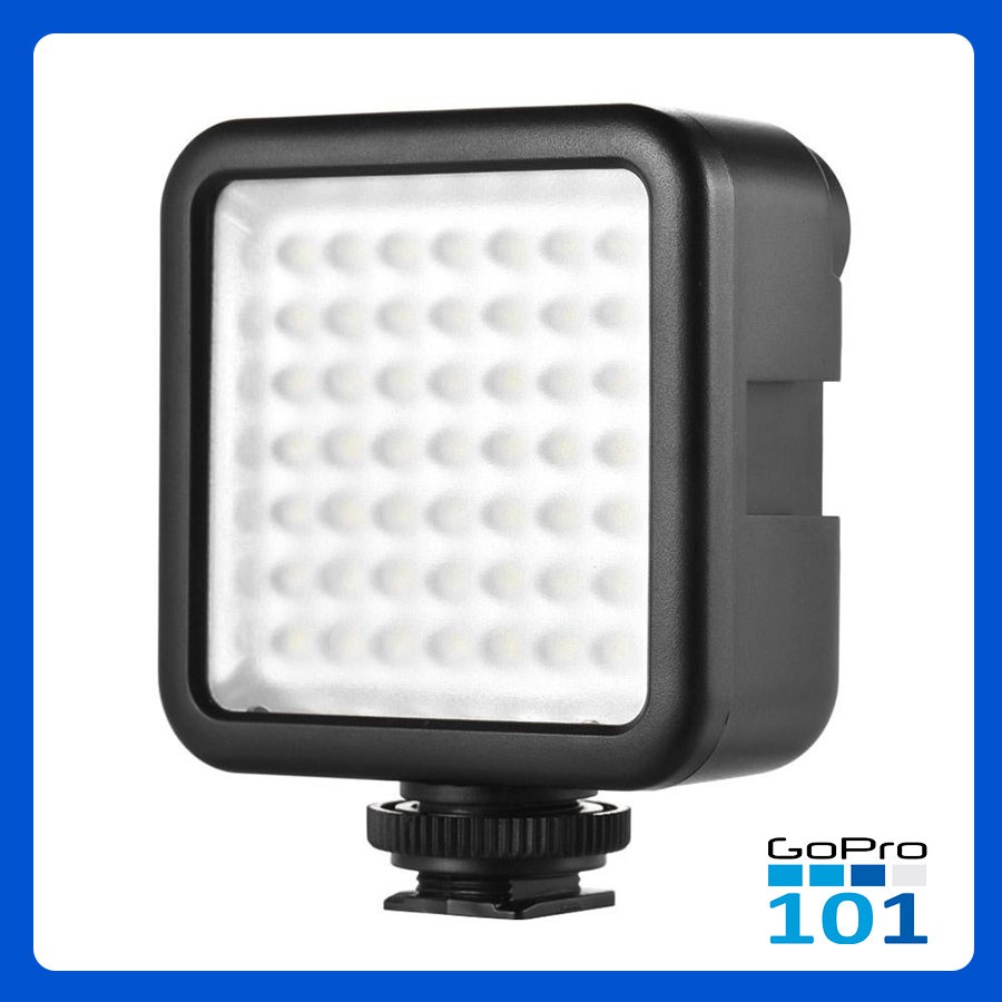 Bảng đèn LED máy ảnh mini W49 điều chỉnh độ sáng có khóa chuyển+ngàm chất lượng cao cho GoPro, Action Cam - GoPro101