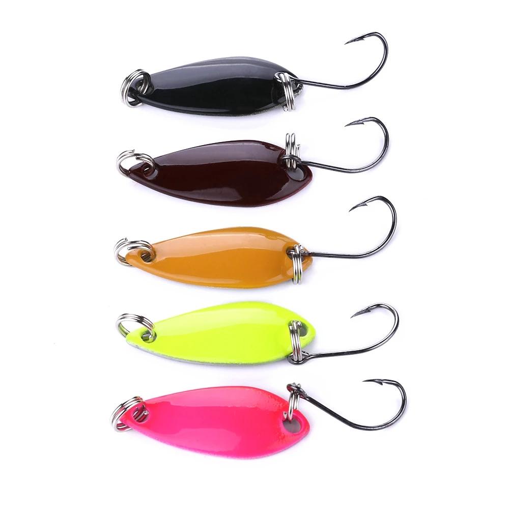 LANFY Set 5 Mồi Giả Nhử Cá Bằng Kim Loại Gắn Kèm Móc Câu