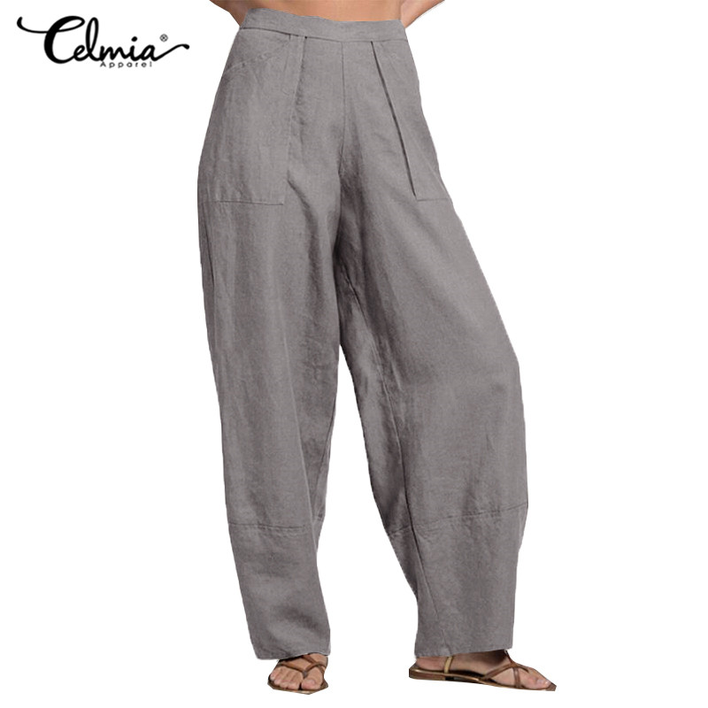 Quần Dài Lưng Cao Màu Trơn Có Túi Thời Trang Cho Nữ